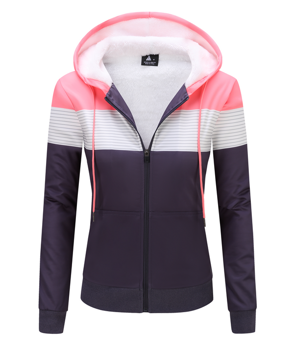 Women's Full Zipper Casual Fleece Hoodie-CUWFH01074
