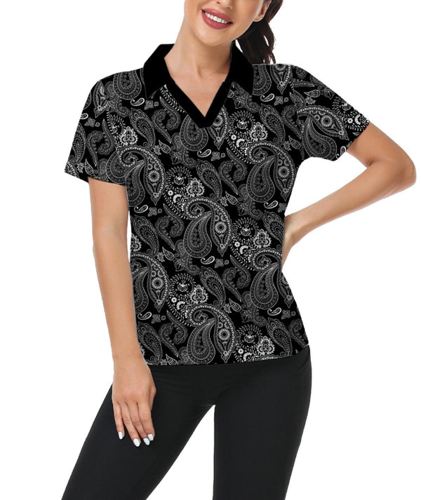 GEEKLIGHTING Womens Short Sleeve Fast Dry Printed Casual Golf Polo Shirt-ZPK003193