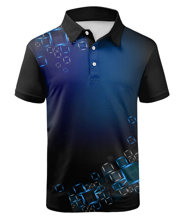 Men's Button Up 3D Print Dri Fit Polo Shirt-APOH700036