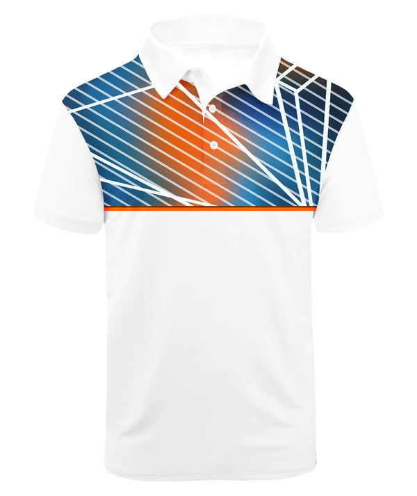 Men's Button Up Striped Dri Fit Polo Shirt-CFMPO00089