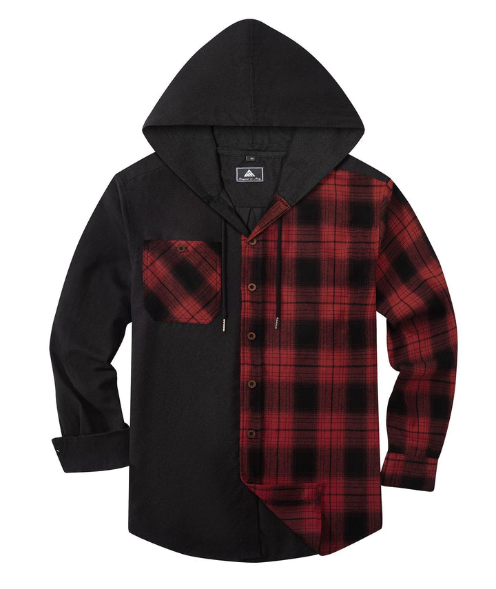 GEEKLIGHTING Men's Button Down Plaid Sweatshirt with Pocket Comfy Hooded Jacket - ZPK007188 - GEEKLIGHTINGMen Clothes