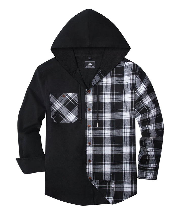 GEEKLIGHTING Men's Button Down Plaid Sweatshirt with Pocket Comfy Hooded Jacket - ZPK007188 - GEEKLIGHTINGMen Clothes