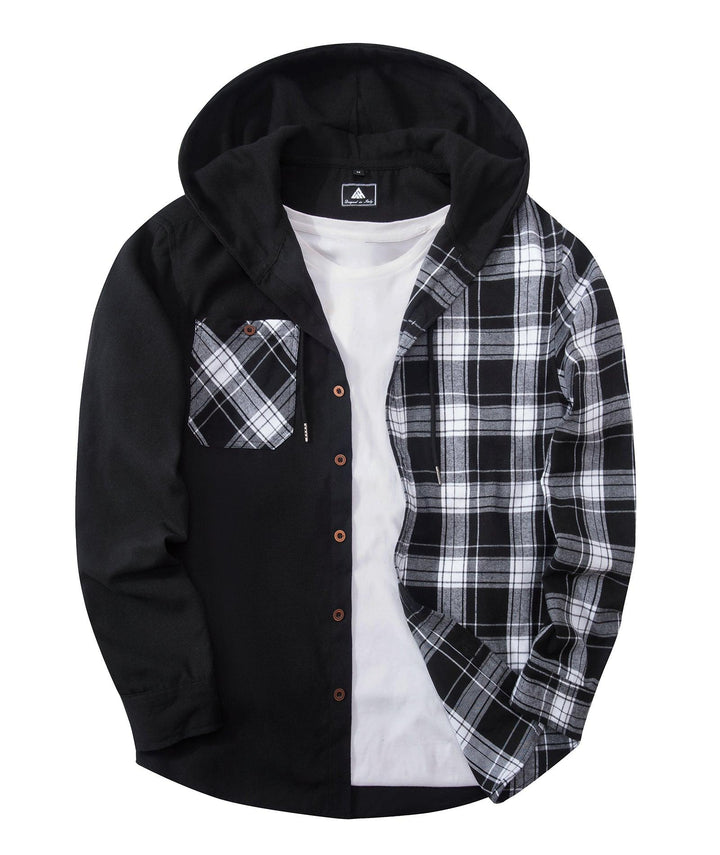 GEEKLIGHTING Men's Button Down Plaid Sweatshirt with Pocket Comfy Hooded Jacket - ZPK007188 - GEEKLIGHTINGMen Clothes