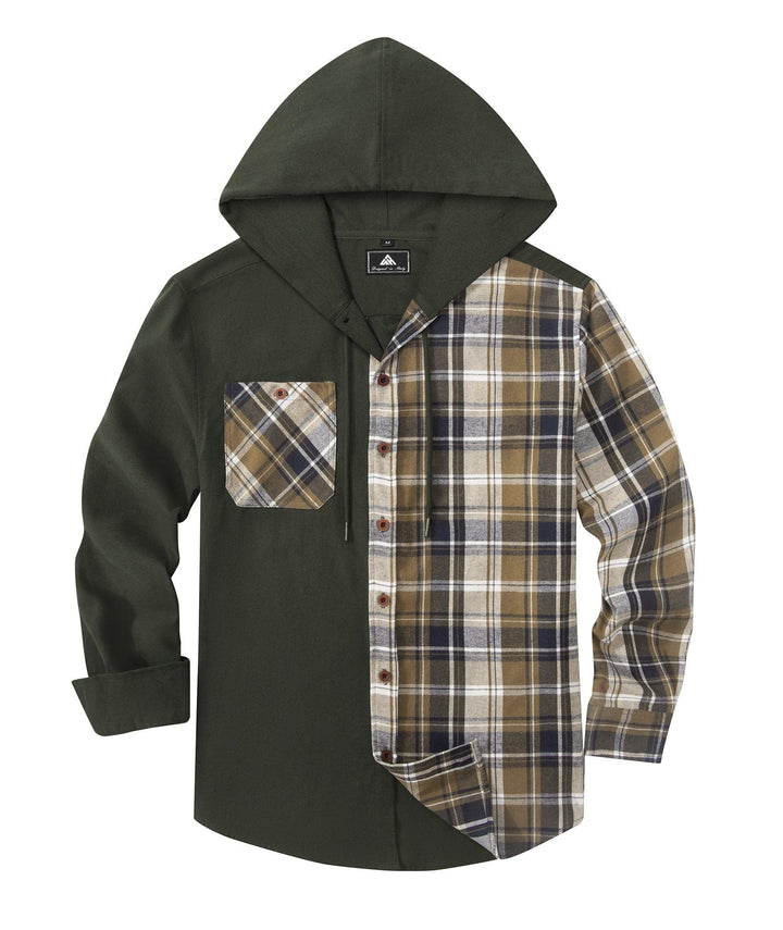 GEEKLIGHTING Men's Button Down Plaid Sweatshirt with Pocket Comfy Hooded Jacket - ZPK007188 - GEEKLIGHTINGMen Clothes