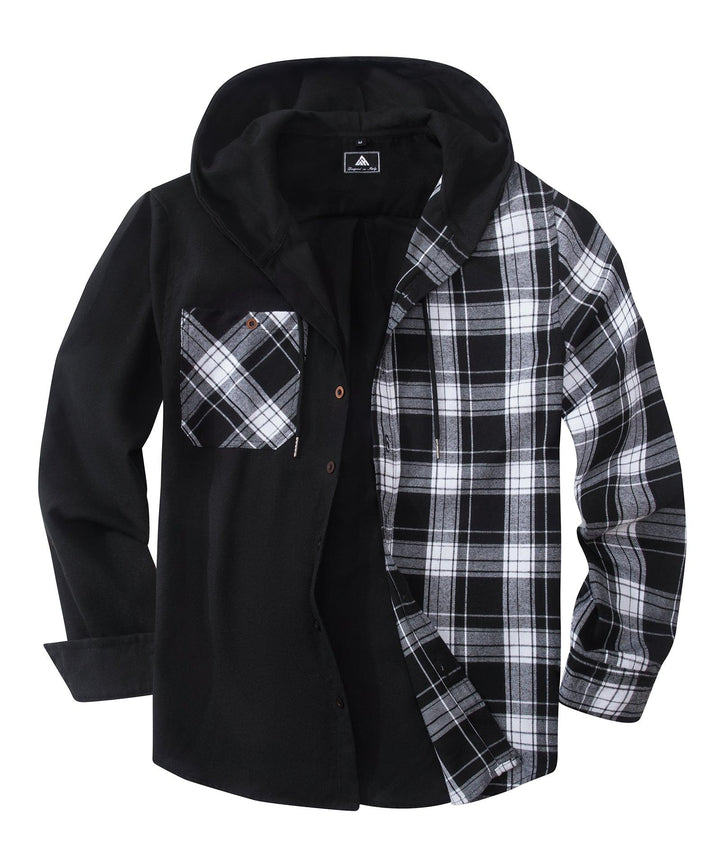 GEEKLIGHTING Men's Button Down Plaid Sweatshirt with Pocket Comfy Hooded Jacket - ZPK007188 - GEEKLIGHTINGMen Clothes