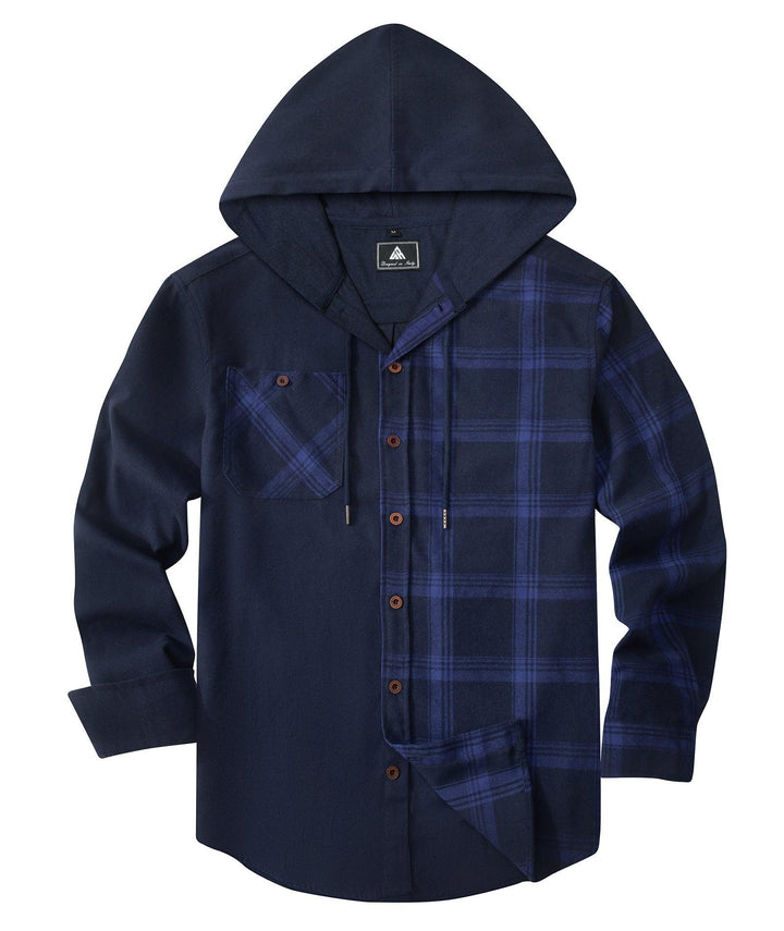 GEEKLIGHTING Men's Button Down Plaid Sweatshirt with Pocket Comfy Hooded Jacket - ZPK007188 - GEEKLIGHTINGMen Clothes