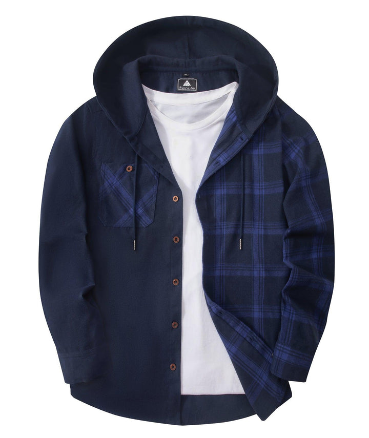 GEEKLIGHTING Men's Button Down Plaid Sweatshirt with Pocket Comfy Hooded Jacket - ZPK007188 - GEEKLIGHTINGMen Clothes