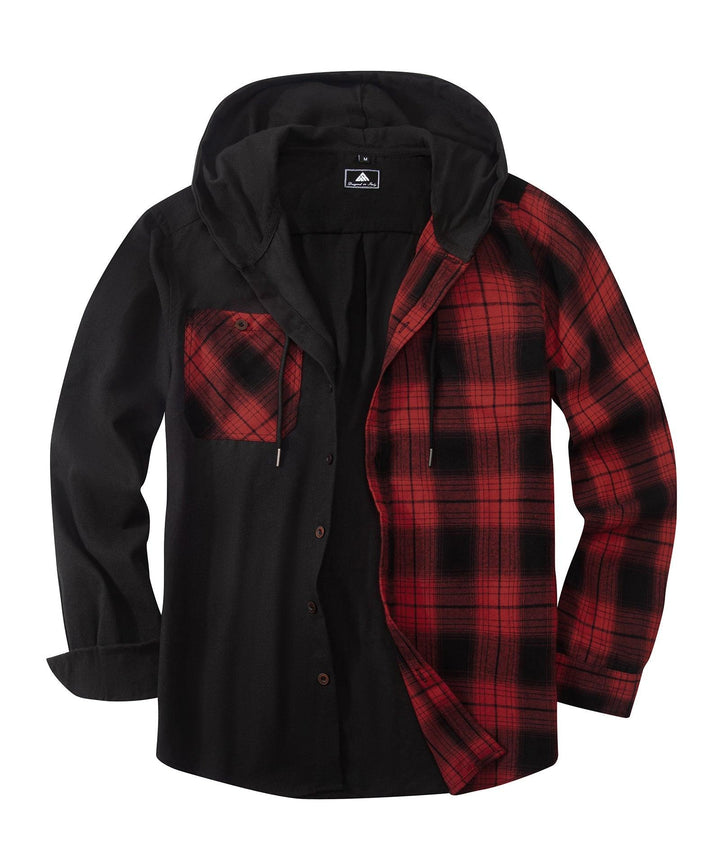 GEEKLIGHTING Men's Button Down Plaid Sweatshirt with Pocket Comfy Hooded Jacket - ZPK007188 - GEEKLIGHTINGMen Clothes