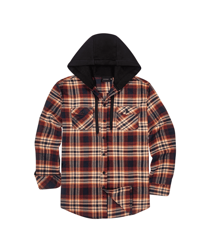 GEEKLIGHTING Men's Casual Plaid Sweatshirt Button Up Hooded Jacket - ZPK007115 - GEEKLIGHTINGMen Clothes