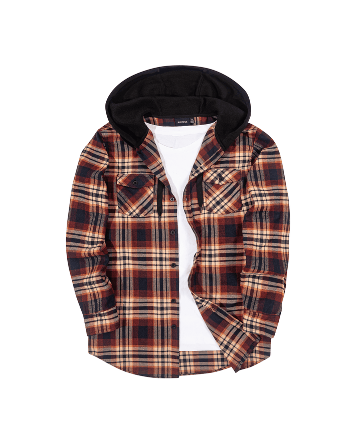 GEEKLIGHTING Men's Casual Plaid Sweatshirt Button Up Hooded Jacket - ZPK007115 - GEEKLIGHTINGMen Clothes