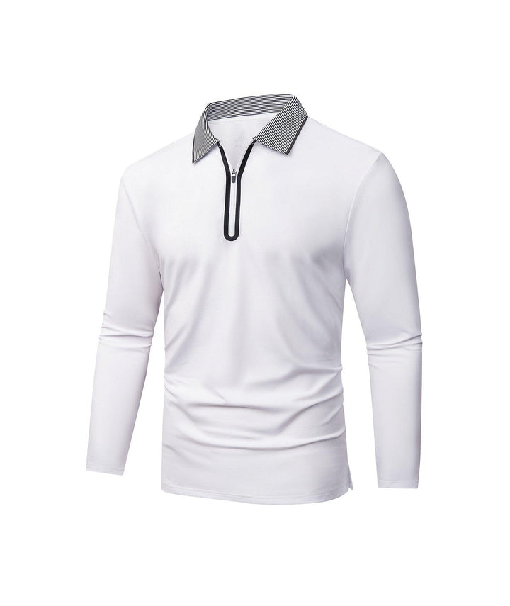 GEEKLIGHTING Men's Casual Quarter Zip Long Sleeve Polo Shirt - CUMLP03512 - GEEKLIGHTINGMen Clothes