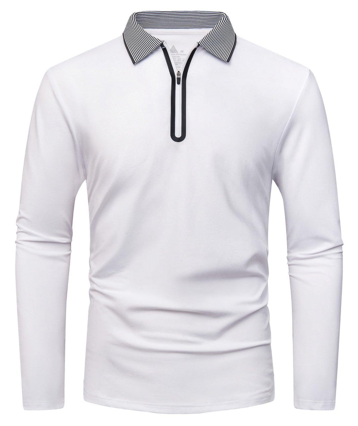 GEEKLIGHTING Men's Casual Quarter Zip Long Sleeve Polo Shirt - CUMLP03512 - GEEKLIGHTINGMen Clothes