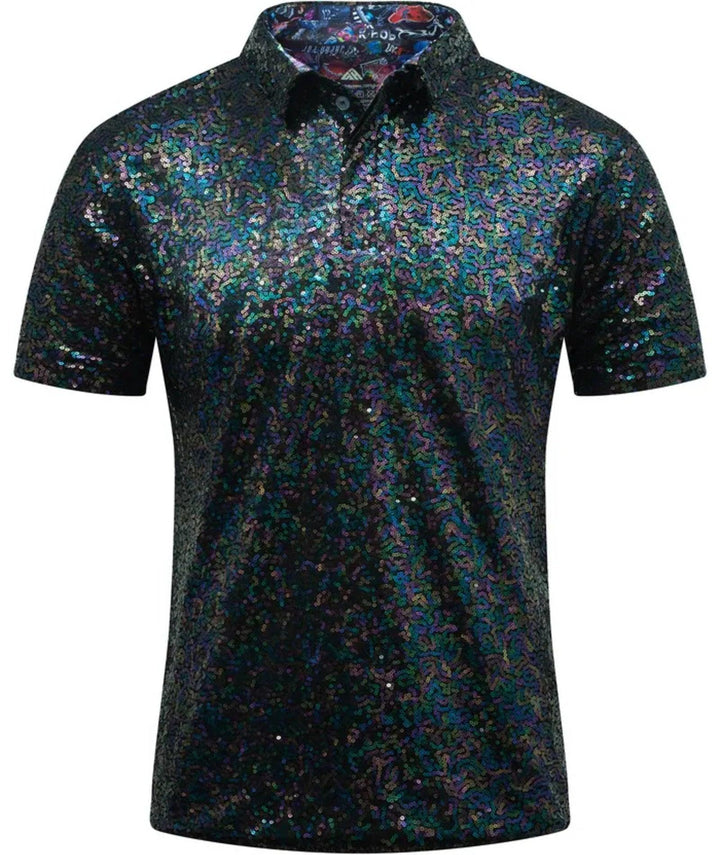 Men's Disco Polo Shirt Classic Collar Short Sleeve 70s Burning Fast Dry Polo - ZPK006436 - GEEKLIGHTINGMen Clothes