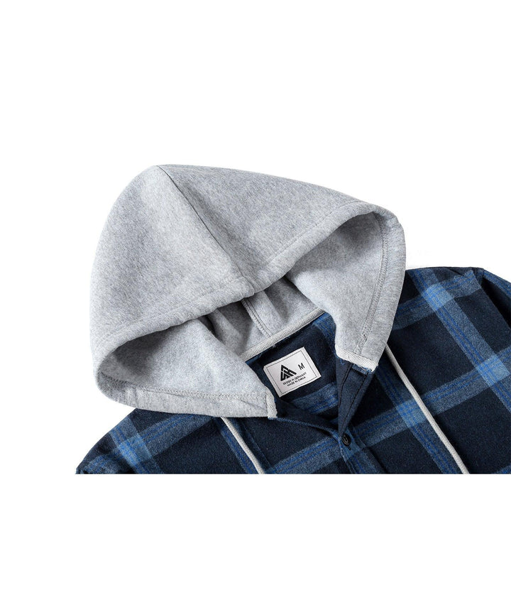 Men's Flannel Plaid Long Sleeve Button Down Hooded Shirts - CFMMX20007 - GEEKLIGHTINGMen Clothes