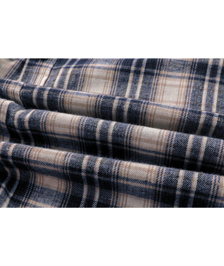 GEEKLIGHTING Men's Flannel Plaid Long Sleeve Button Down Hooded Shirts - CFMMX20007 - GEEKLIGHTING