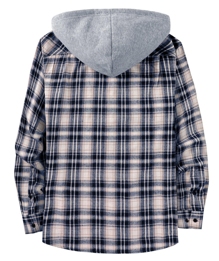 GEEKLIGHTING Men's Flannel Plaid Long Sleeve Button Down Hooded Shirts - CFMMX20007 - GEEKLIGHTING