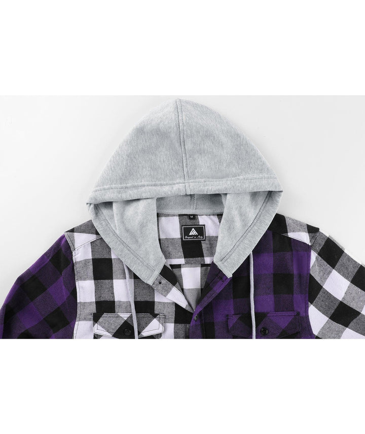 Men's Causal Button Down Flanne Plaid Hoodie - ZPK007910 - GEEKLIGHTINGMen Clothes