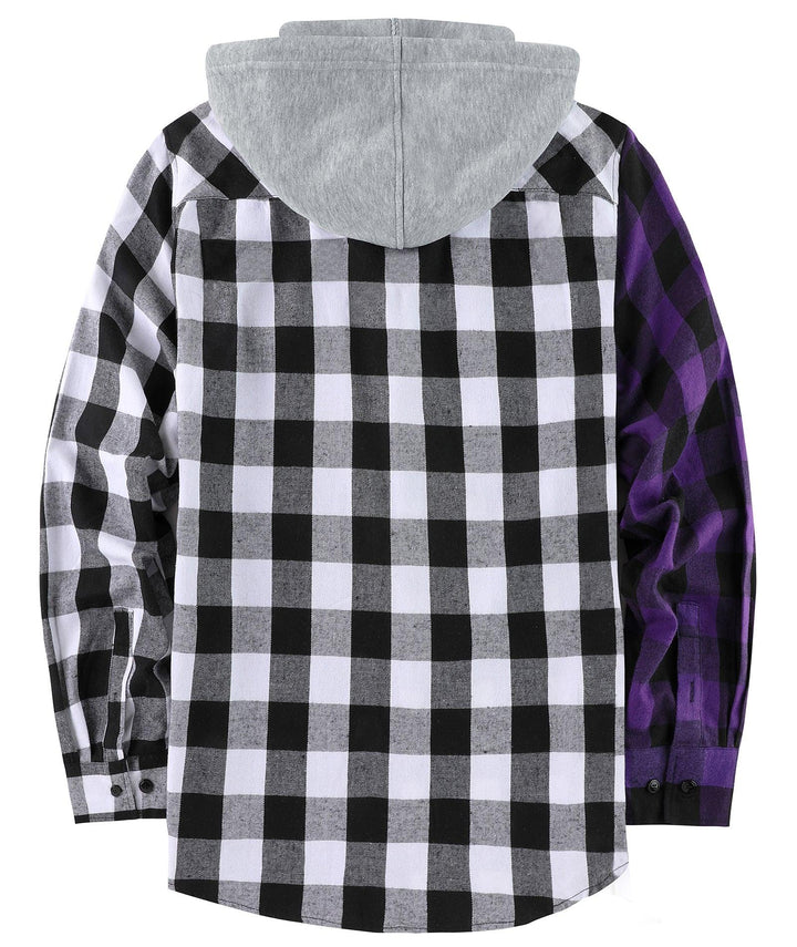 Men's Causal Button Down Flanne Plaid Hoodie - ZPK007910 - GEEKLIGHTINGMen Clothes