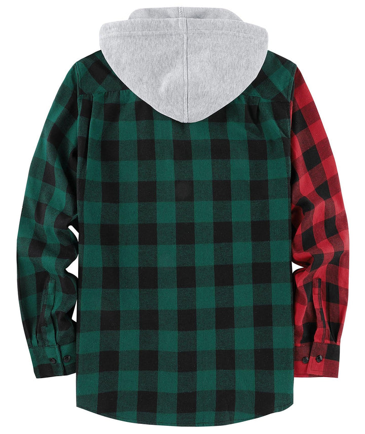 Men's Causal Button Down Flanne Plaid Hoodie - ZPK007910 - GEEKLIGHTINGMen Clothes