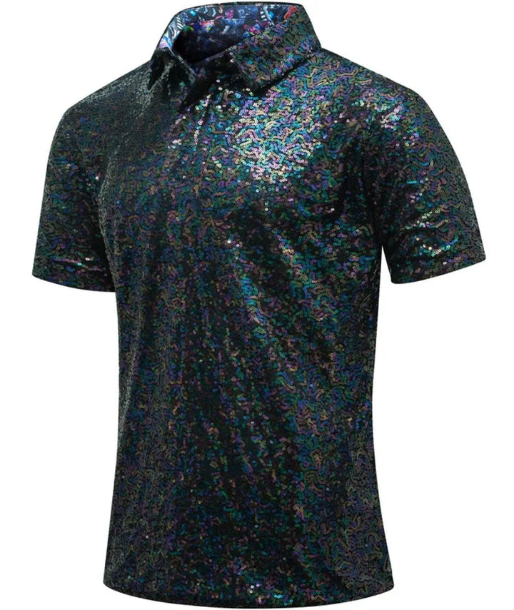 Men's Disco Polo Shirt Classic Collar Short Sleeve 70s Burning Fast Dry Polo - ZPK006436 - GEEKLIGHTINGMen Clothes