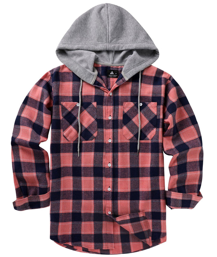 Men's Flannel Plaid Hooide Shirt - CUMLT01116 - GEEKLIGHTINGMen Clothes