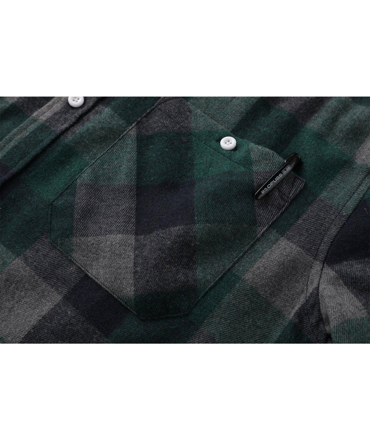 Men's Flannel Plaid Hooide Shirt - CUMLT01116 - GEEKLIGHTINGMen Clothes