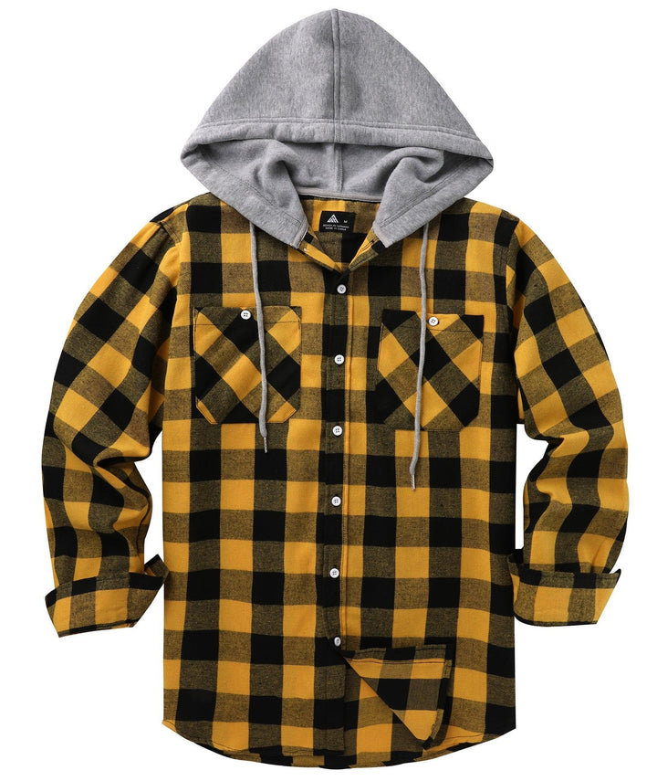 Men's Flannel Plaid Hooide Shirt - CUMLT01116 - GEEKLIGHTINGMen Clothes