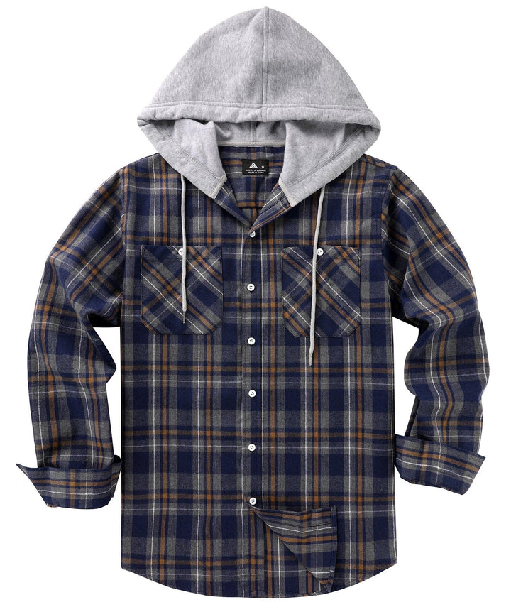 Men's Flannel Plaid Hooide Shirt - CUMLT01116 - GEEKLIGHTINGMen Clothes