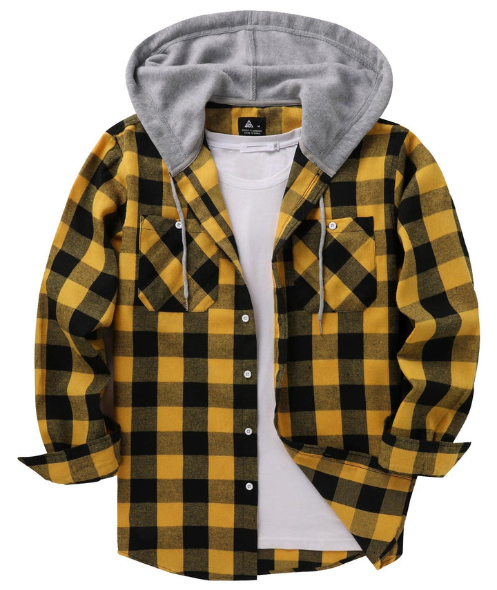 Men's Flannel Plaid Hooide Shirt - CUMLT01116 - GEEKLIGHTINGMen Clothes