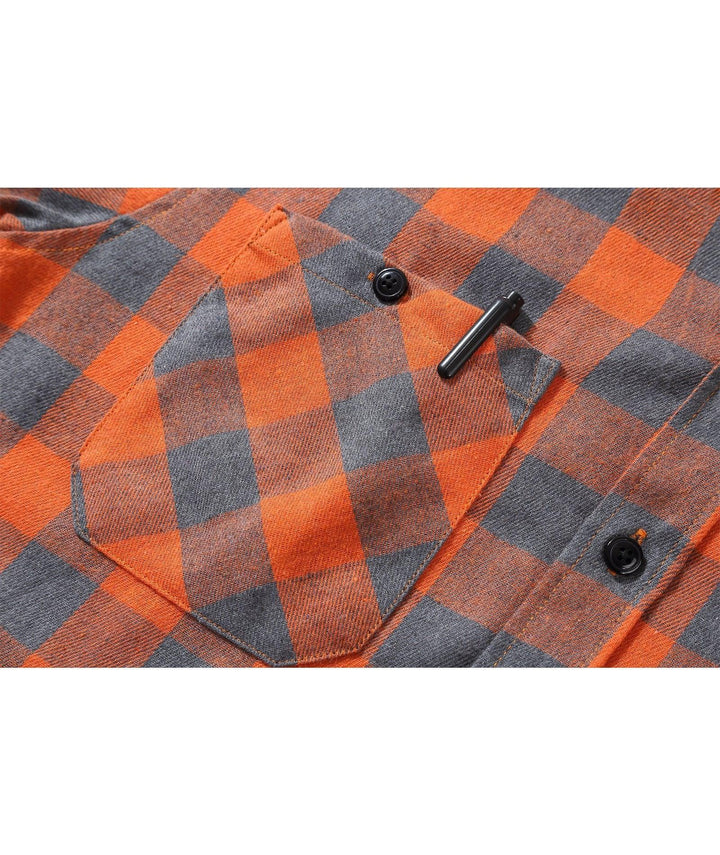 Men's Flannel Plaid Long Sleeve Button Down Hooded Shirts - CFMMX20007 - GEEKLIGHTINGMen Clothes