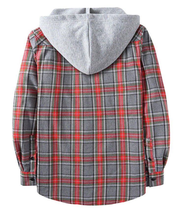 Men's Flannel Plaid Long Sleeve Button Down Hooded Shirts - CFMMX20007 - GEEKLIGHTINGMen Clothes