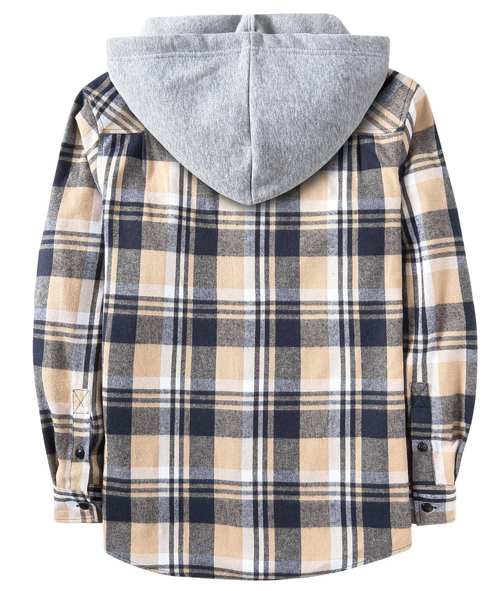 Men's Flannel Plaid Long Sleeve Button Down Hooded Shirts - CFMMX20007 - GEEKLIGHTINGMen Clothes