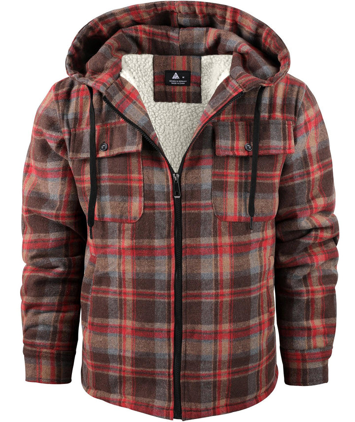 Men's Fleece Plaid Jacket - ZPK006045 - GEEKLIGHTINGMen Clothes