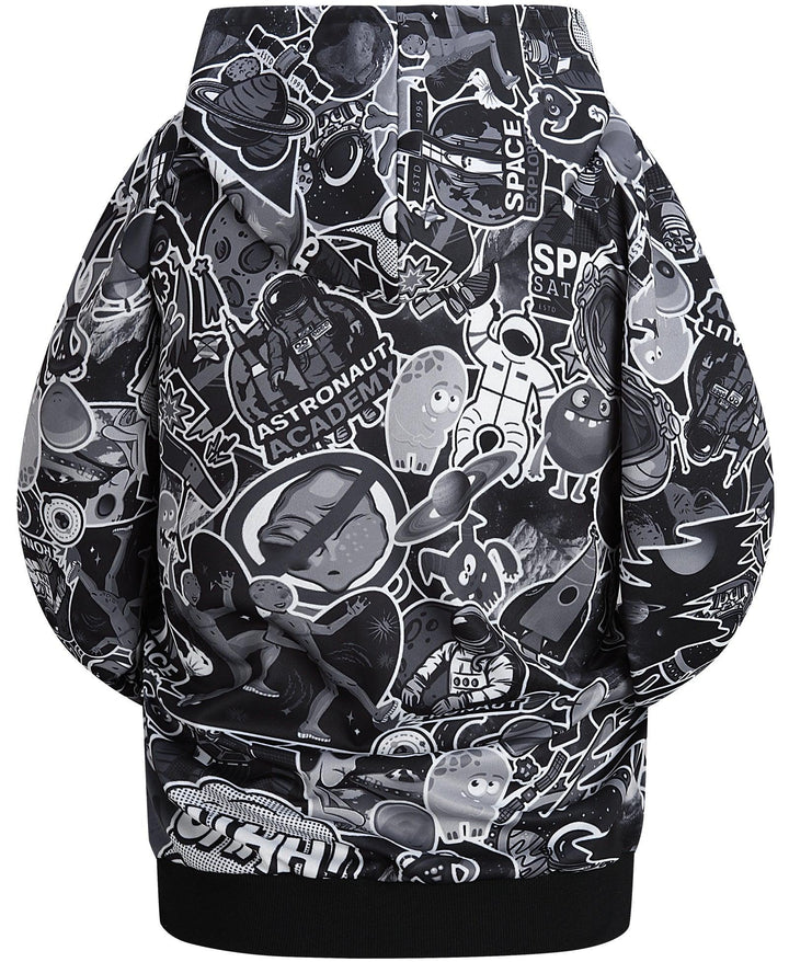 Men's Graffiti Print Zip Up Winter Long sleeve Hoodie Sweatshirts - ZPK006184 - GEEKLIGHTINGMen Clothes