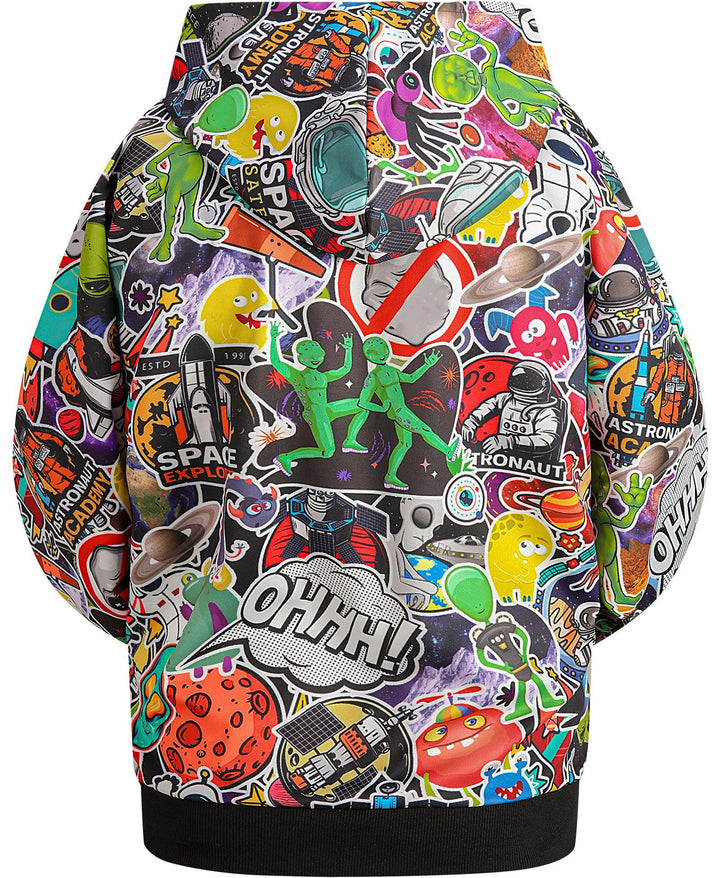 Men's Graffiti Print Zip Up Winter Long sleeve Hoodie Sweatshirts - ZPK006184 - GEEKLIGHTINGMen Clothes