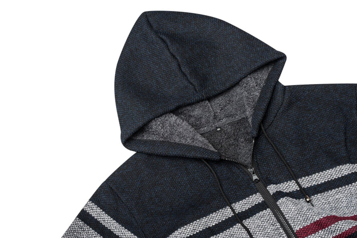 Men's Hooded Thickened Sweater Coat Patchwork Jacket - CUMSW03211 - GEEKLIGHTINGMen Clothes