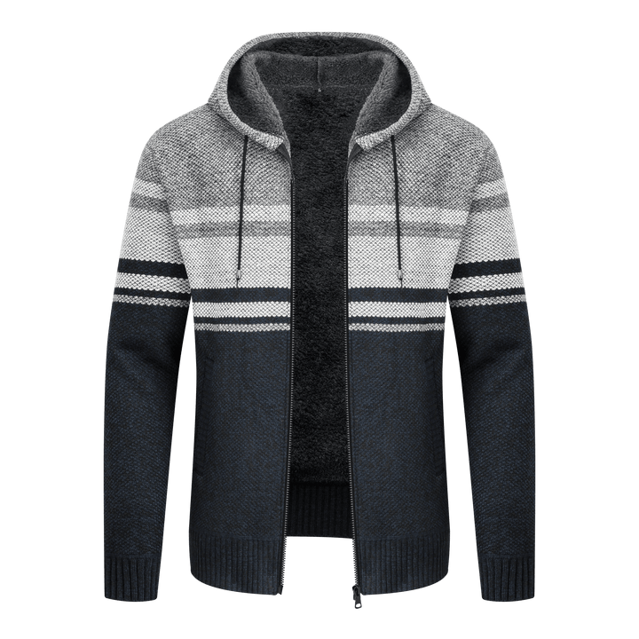 Men's Hooded Thickened Sweater Coat Patchwork Jacket - CUMSW03211 - GEEKLIGHTINGMen Clothes