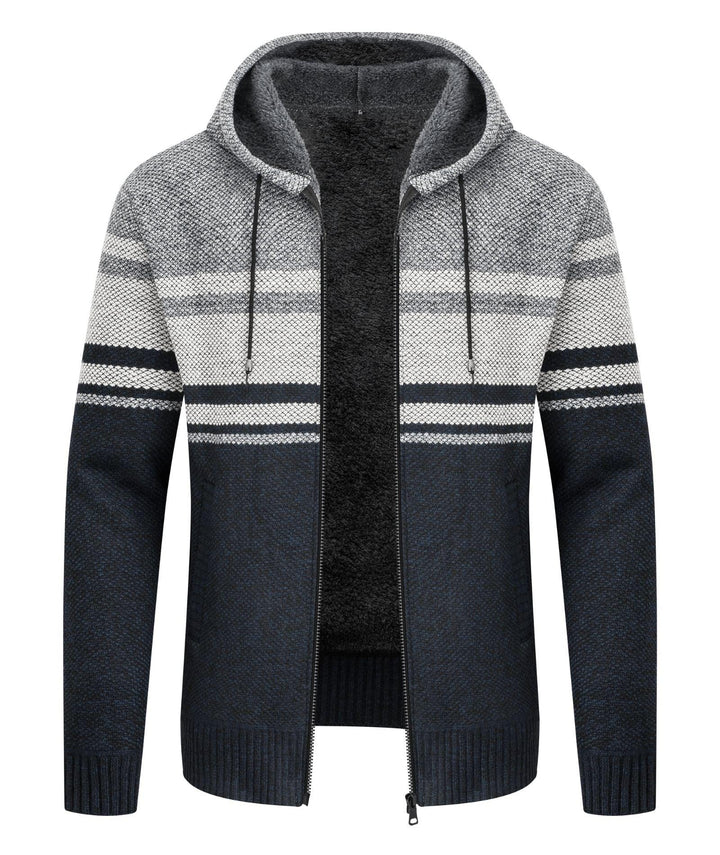 Men's Hooded Thickened Sweater Coat Patchwork Jacket - CUMSW03211 - GEEKLIGHTINGMen Clothes