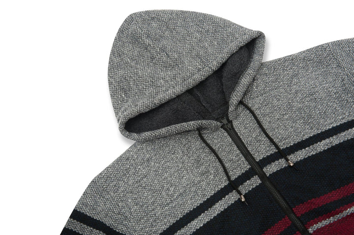 Men's Hooded Thickened Sweater Coat Patchwork Jacket - CUMSW03211 - GEEKLIGHTINGMen Clothes