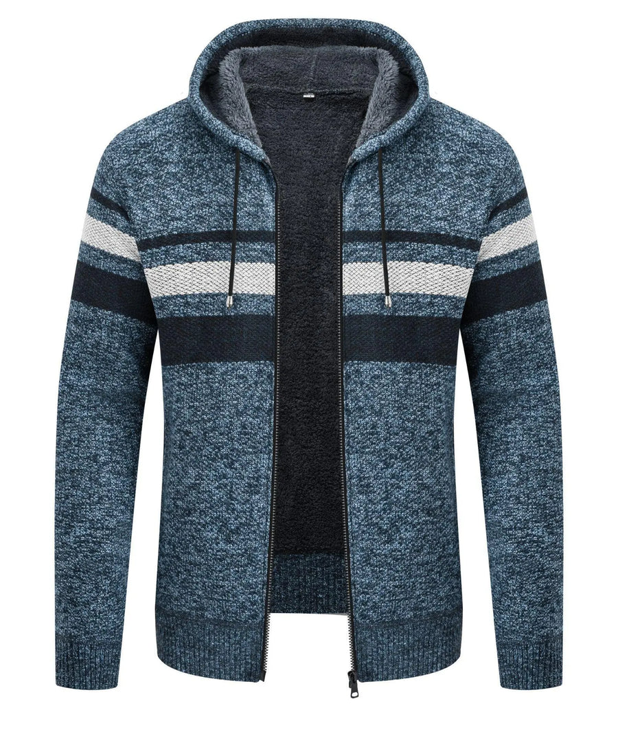 Men's Hooded Thickened Sweater Coat Patchwork Jacket - ZPK005860 - GEEKLIGHTINGMen Clothes