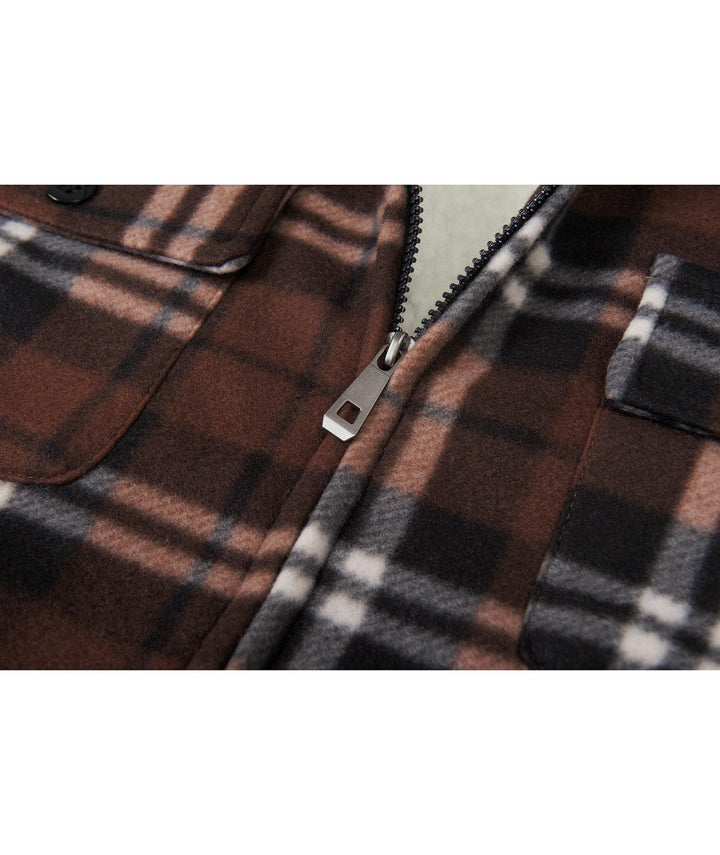 Men's Lightweight Fleece Plaid Jacket - ZPK006044 - GEEKLIGHTINGMen Clothes