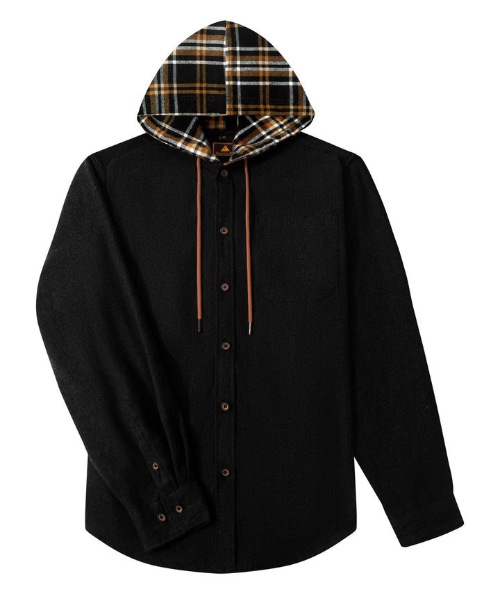 Men's Plaid Flannel Long Sleeve Button Up Hoodie for Outwork - ZPK007042 - GEEKLIGHTINGMen Clothes