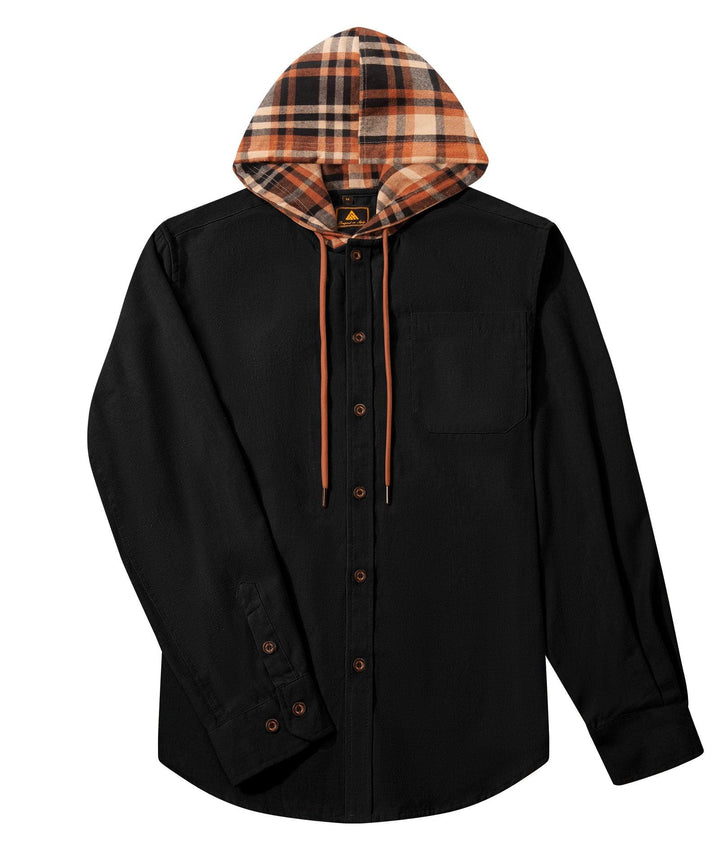 Men's Plaid Flannel Long Sleeve Button Up Hoodie for Outwork - ZPK007042 - GEEKLIGHTINGMen Clothes