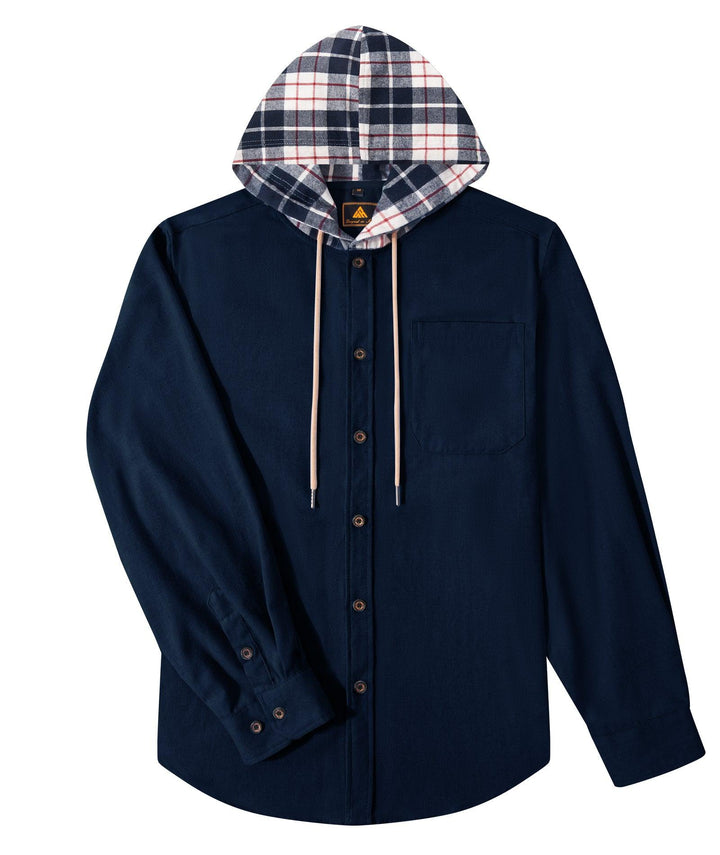 Men's Plaid Flannel Long Sleeve Button Up Hoodie for Outwork - ZPK007042 - GEEKLIGHTINGMen Clothes