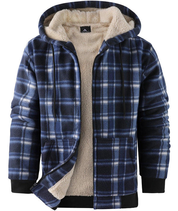 Men's Plaid Fleece Hoodie Jacket - ZPK005317 - GEEKLIGHTINGSweatshirt