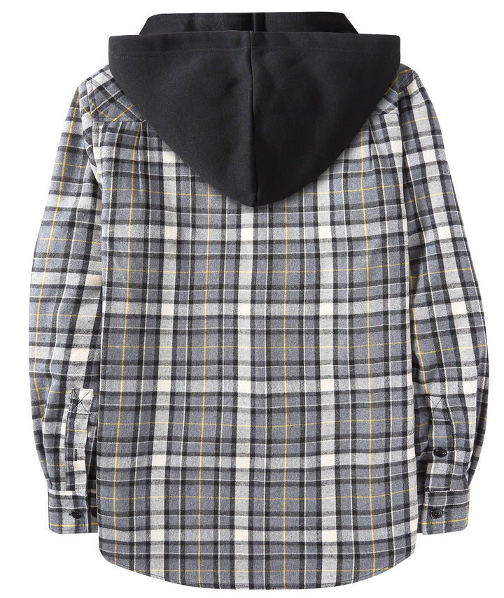 Men's Plaid Style Button - Up Flannel Hoodie Sweatshirt - ZPK006235 - GEEKLIGHTINGMen Clothes