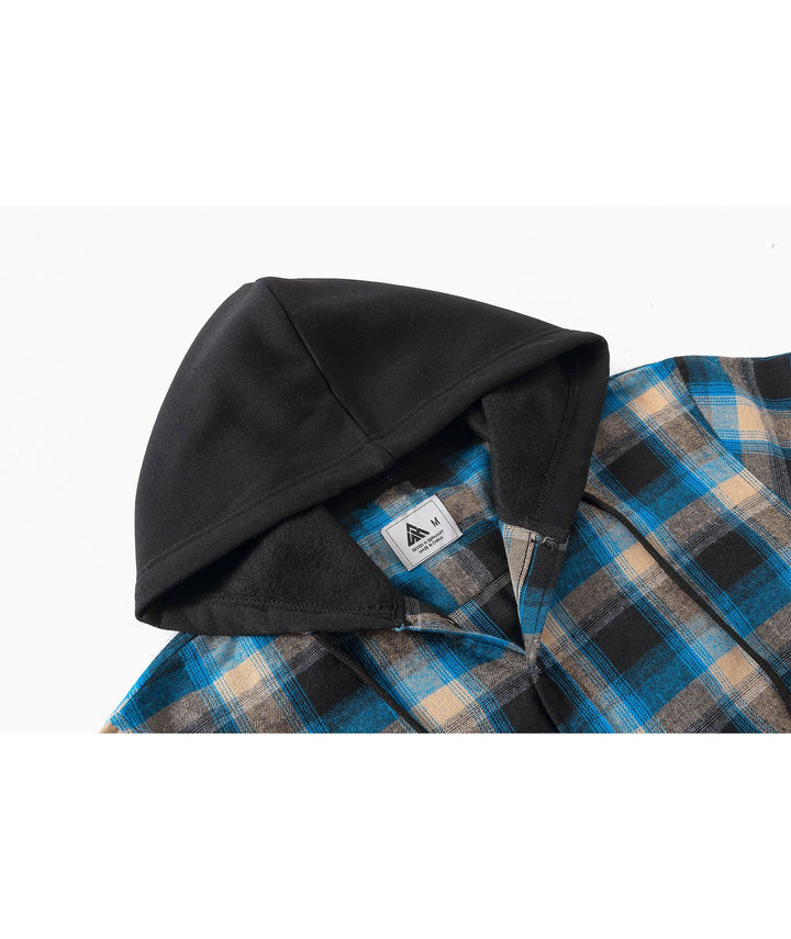 Men's Plaid Style Button - Up Flannel Hoodie Sweatshirt - ZPK006235 - GEEKLIGHTINGMen Clothes