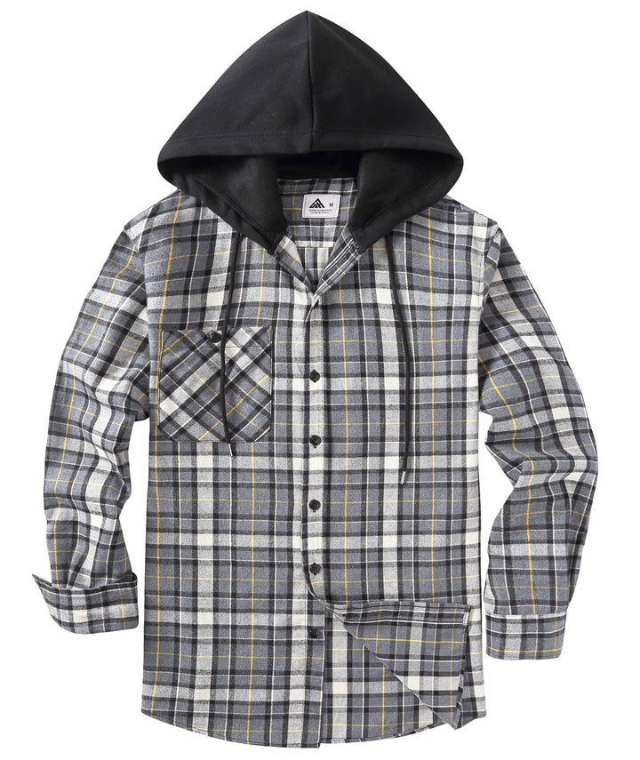 Men's Plaid Style Button - Up Flannel Hoodie Sweatshirt - ZPK006235 - GEEKLIGHTINGMen Clothes