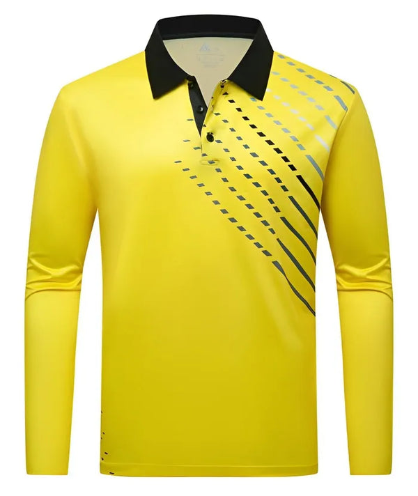 Men's Long Sleeve Yellow Polo Shirt-ZPK004291